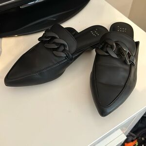 a new day black flats with chain detail size 8 worn once